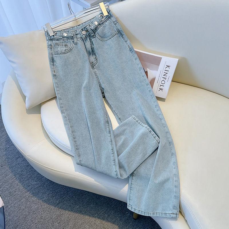 Pear-Shaped Women s Adjustable High-Waisted Wide-Leg Jeans M