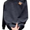Koreanischer Stil Schlanke Passform Samt Langarm Rundhalsausschnitt Schweres Sweatshirt für Herren - Herbst/Winter