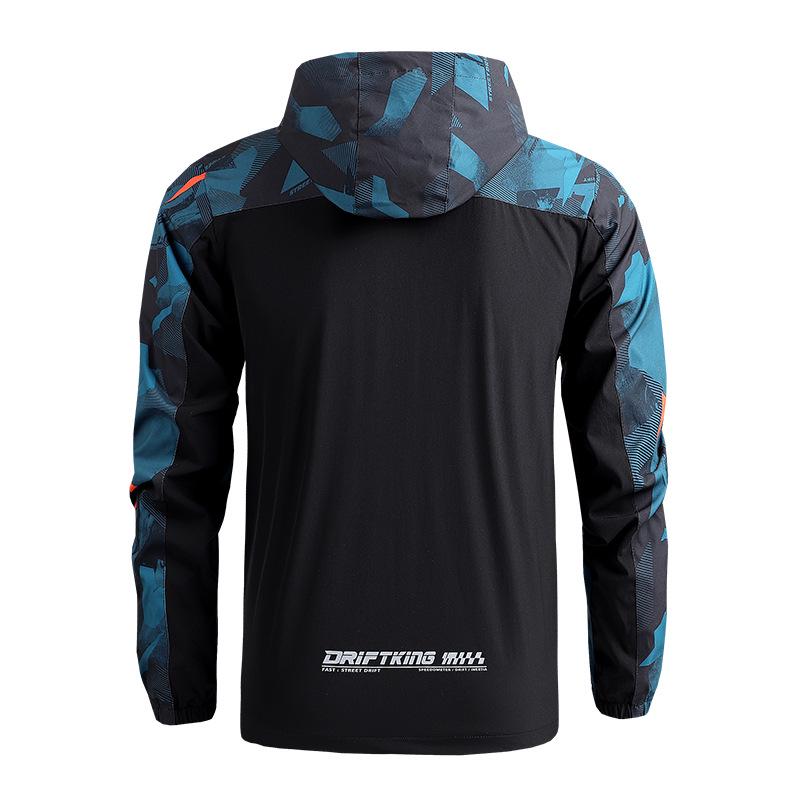 Cortavientos con capucha de secado rápido para hombre para primavera y otoño para senderismo y deportes al aire libre