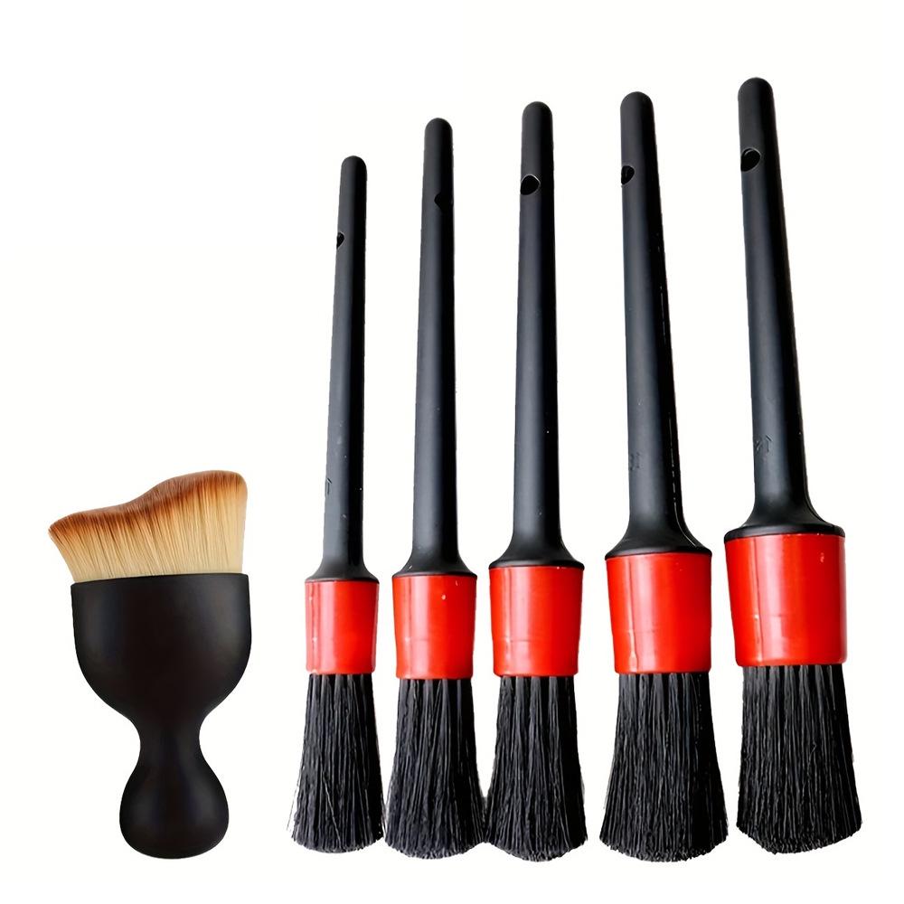 Six-Piece Car Interior Detailing Brush Set with Soft Bristles for Dusting and Cleaning Gaps and Air Vents