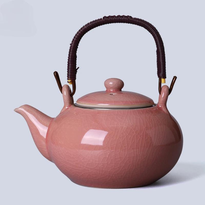 Large Capacity Ceramic Teapot Lifting Beam Pot Tea Kettle Filter Pot Tea Infuser Home Creative Brewing Utensils Single Pots