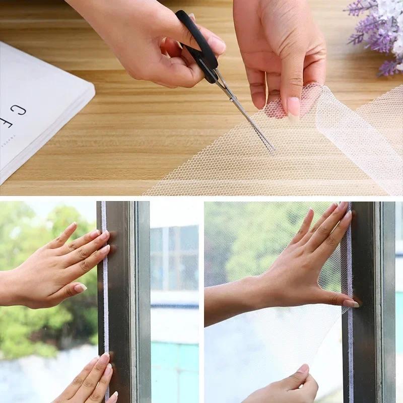 Anti Fly Mosquito Net DIY Self-Adhesive Fly Mosquito Window Mosquito Insect Bug Net Curtains for Window Screen Repair Mesh