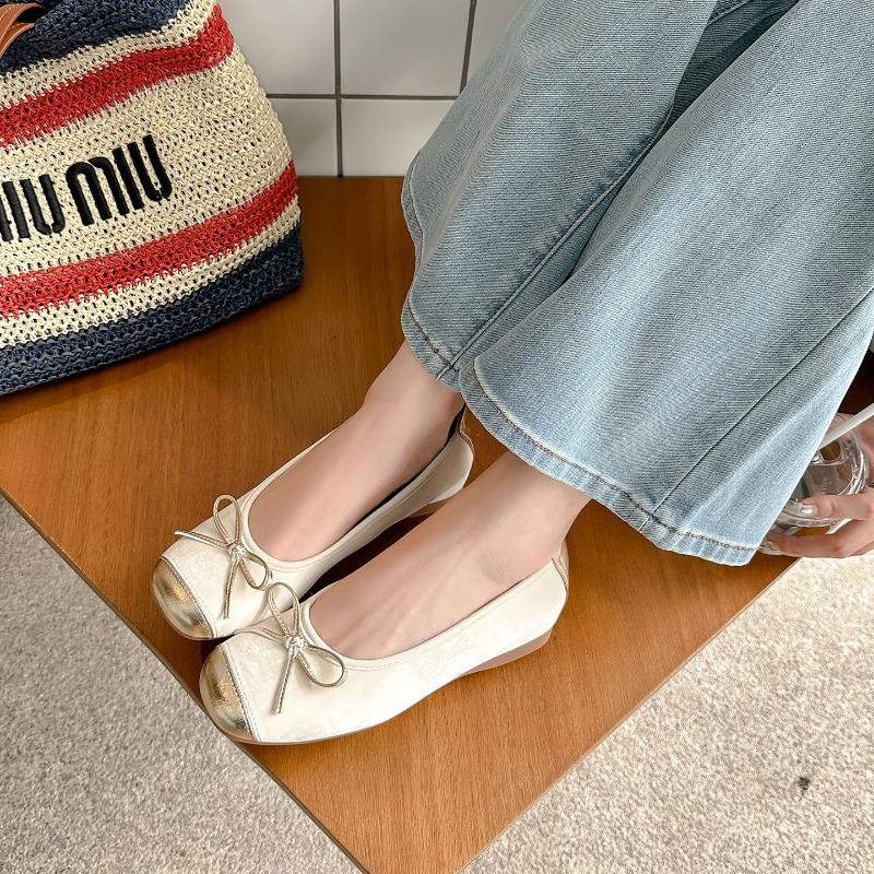 Inner Height Increase Ballet Single Shoes Women's Summer New Soft Sole Not Tired Foot Bow Mary Jane Women's Shoes