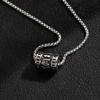 Men's Distressed Stainless Steel Embossed Pendant Necklace with Long Box Chain