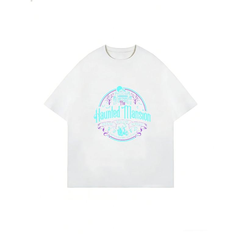 Black Oversized T Shirt With Haunted Mansion Graphic And Text For Casual Wear