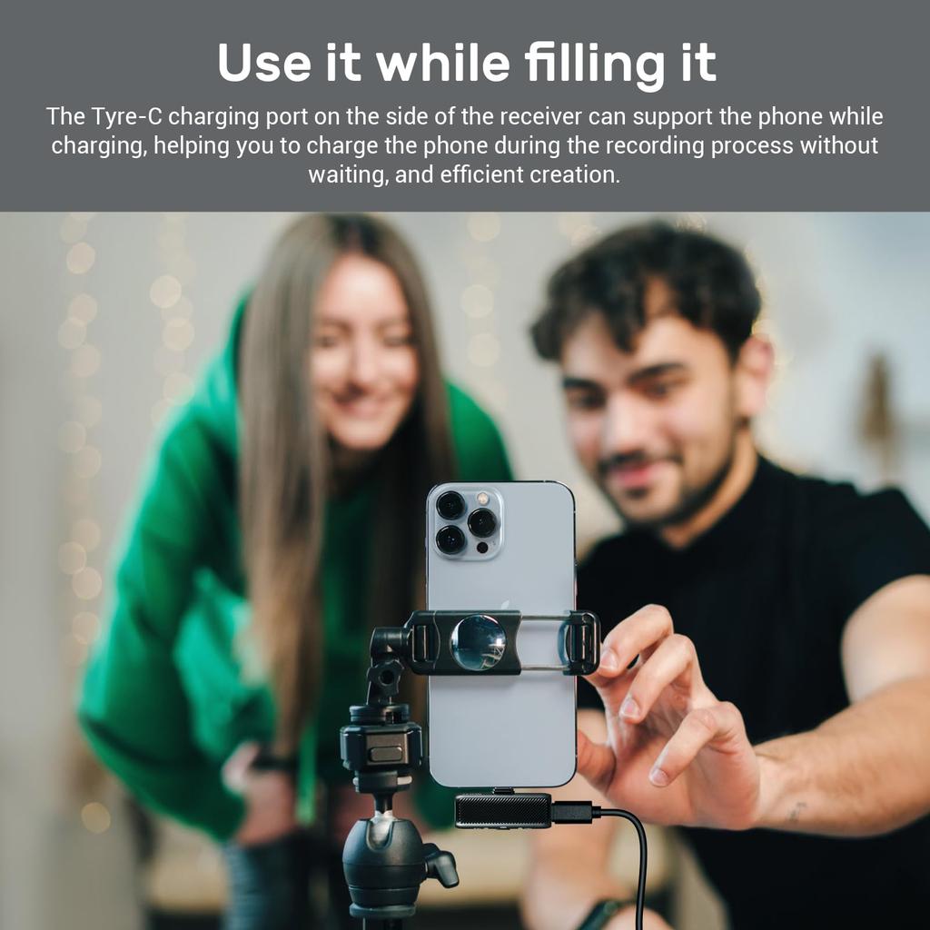 Godox Kit WES12 Microfono Wireless per Microfono Wireless con Trasmissione a 200m Custodia di Ricarica con Cancellazione del Rumore per Vlogging e TikTok iPhone/Lightning,