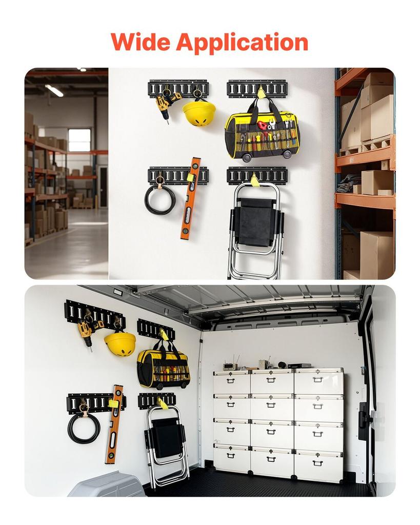 Kit de Rails d'Arrimage E-Track, Lot de 4 Ensembles de Rails E de 0,4 m, 21 Pièces Comprend 2 Sangles à Cliquet & 4 Anneaux en O & 4 Attaches avec Anneau en D & 2 Emplacements Simples & 8 Extrémités