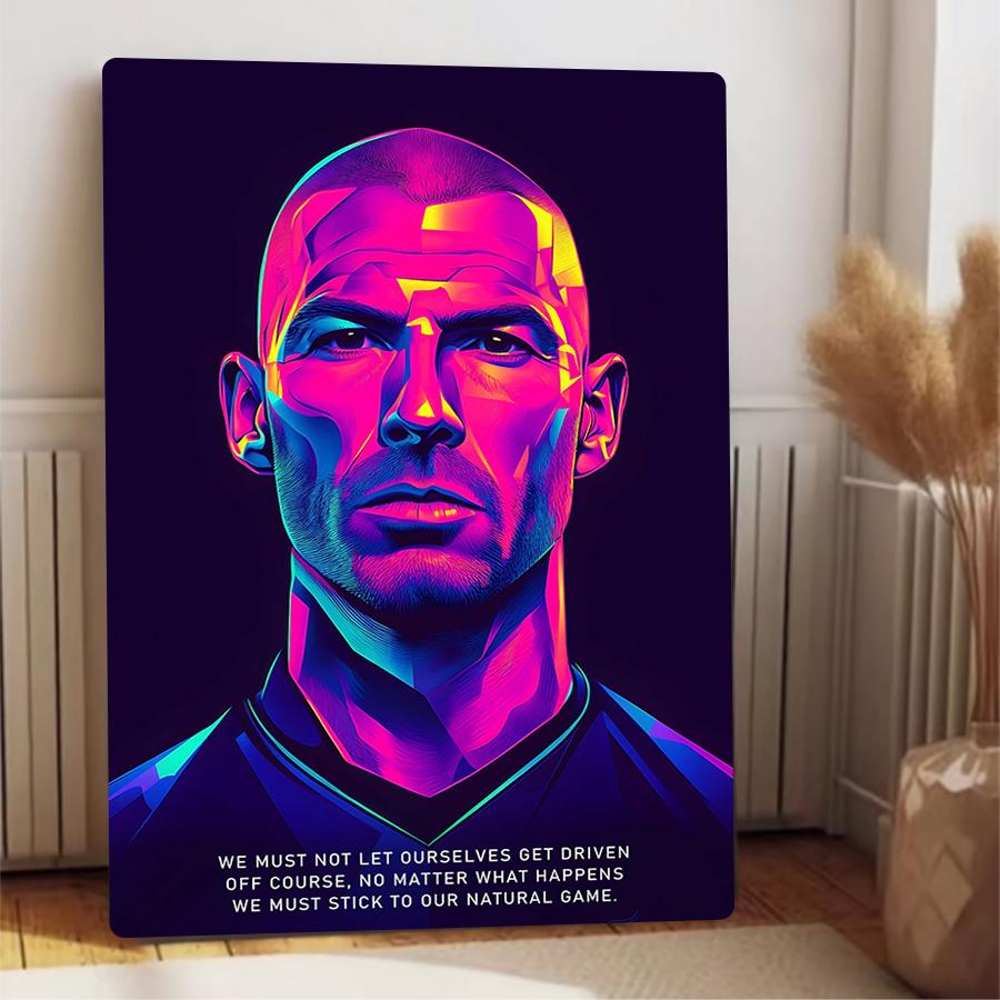 Zinedine Zidane Portrait Metal Wall Art Football Star Decor for Living Room Bedroom Bar Home Decoration