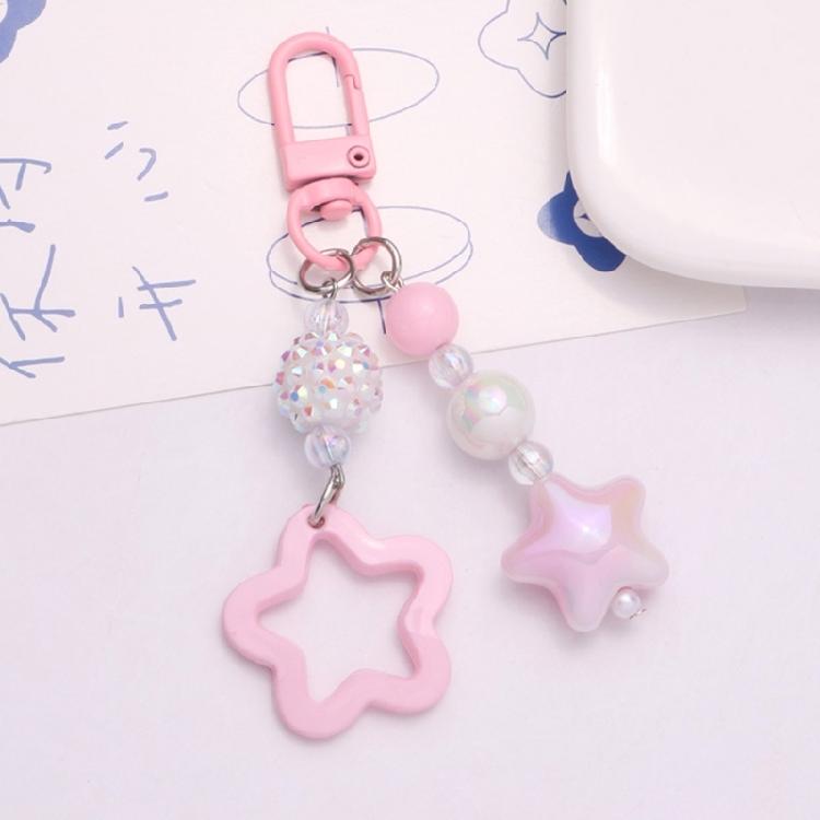 Sweet Gradient Pentagram Star Pendant Keychains Car Keyring Backpack Decoration