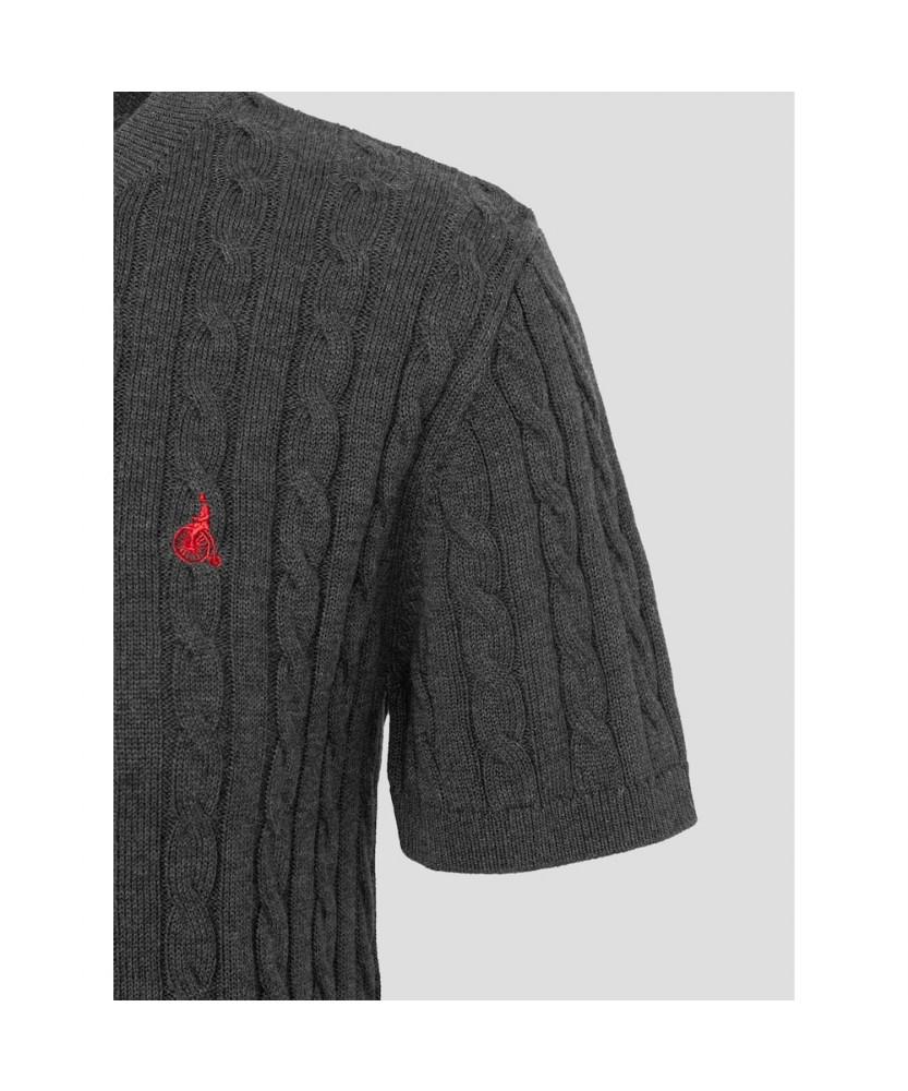 Binpolleidiseu [Essential] Cotton Cable Round Neck Short Sleeve Pullover Ash (Bf6751E024)