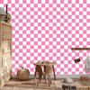 Powder Pink Checkerboard Wallpaper for Living Room and Bedroom 50x1000