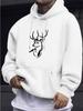 Men's Autumn/winter Hooded Sweatshirt, Deer Head Print Casual Long-sleeved Pullover, Simple, Stylish and Trendy Top.