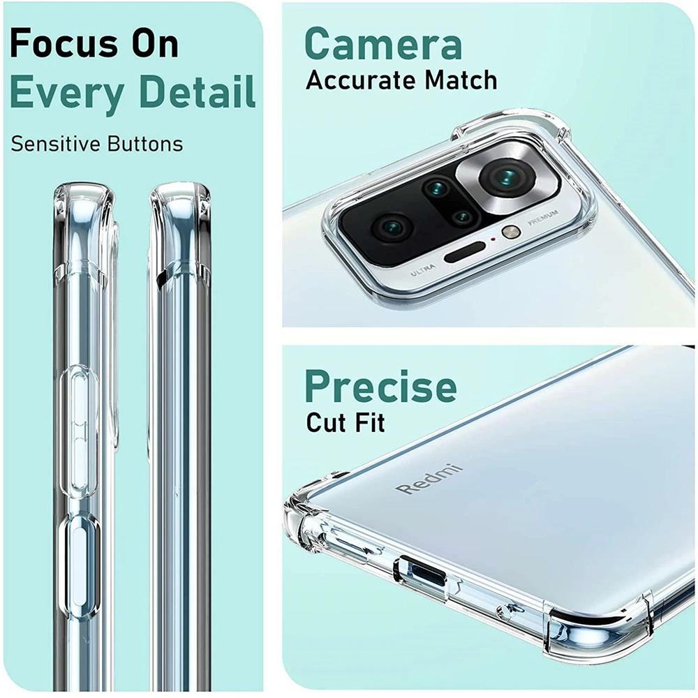 Carcasă transparentă rezistentă la șocuri pentru Xiaomi Redmi Note 12 11 10 9 Pro Plus 12c 10a 10c 9a 9c 9t, ultra subțire, din silicon, moale, spate, carcasă