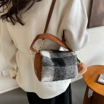 Winterplaid Wintermode neue Wollplaid Einzel-Schulter Umhängekissenhandtasche