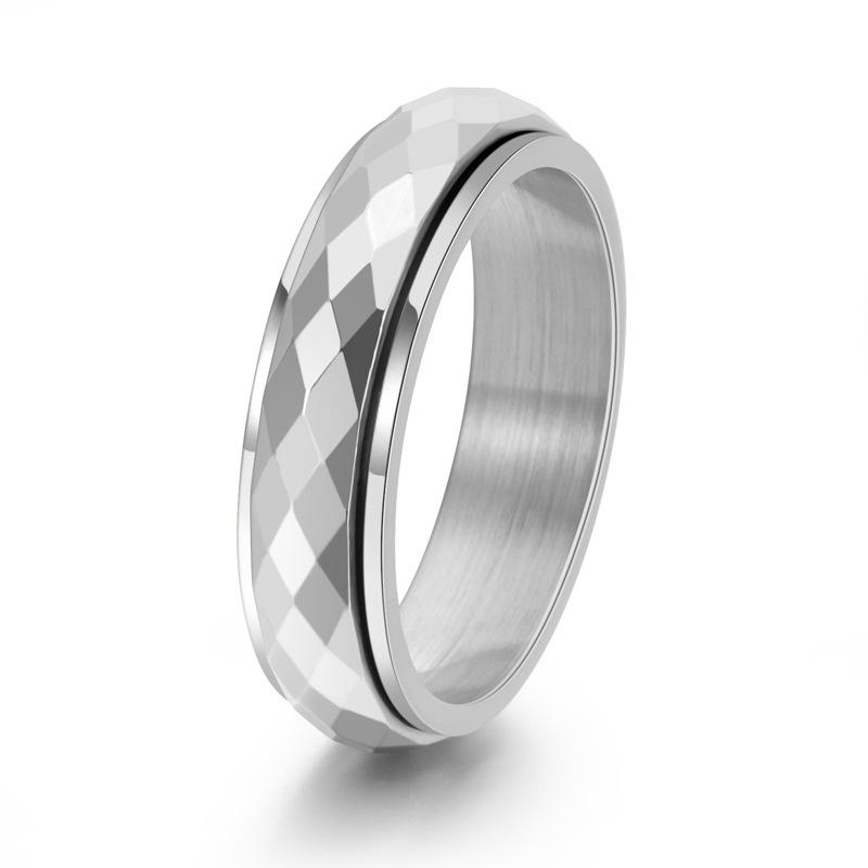 Neutral Style Jewelry Men's and Women's Wide and Narrow Surface Rhombus Rotatable Ring Trendy Personality Niche Jewelry Ring