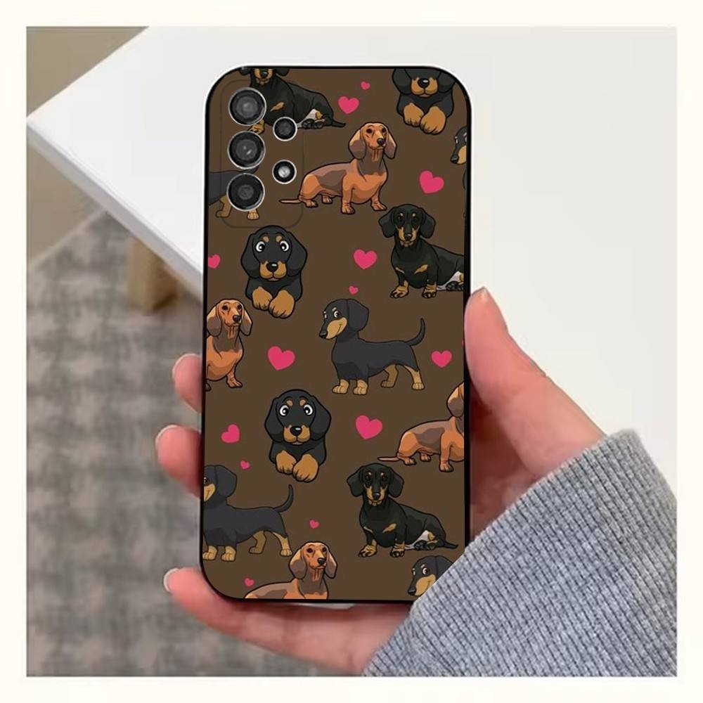 D-Dachshund S-Sausage Dog Case For Samsung S23,S25,S20,S10,S9,S21,S24,S22,Ultra,FE,Plus,Lite,Soft Silicone Black