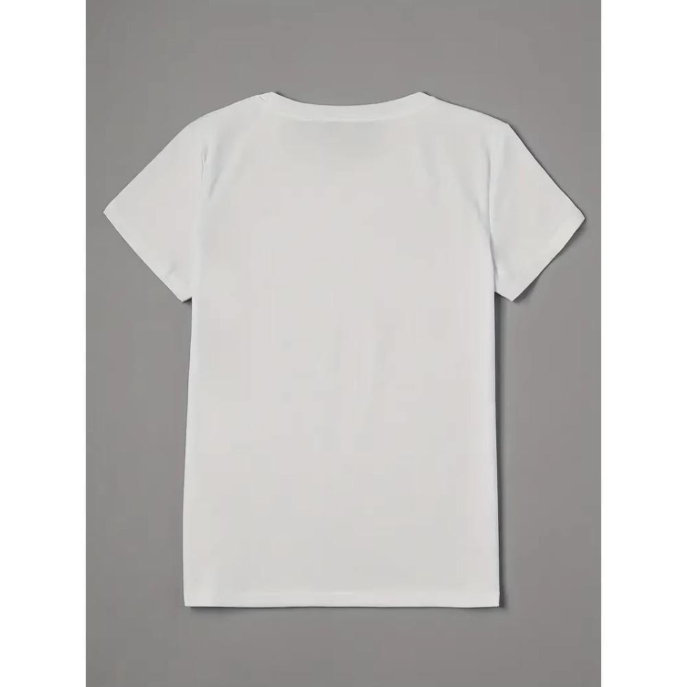 Porträt & Briefdruck Rundhals-T-Shirt Lässiges Kurzarm-Oberteil für den Alltag Damenbekleidung Oberteile Lustiger Brief Männer Frauen T-Shirt