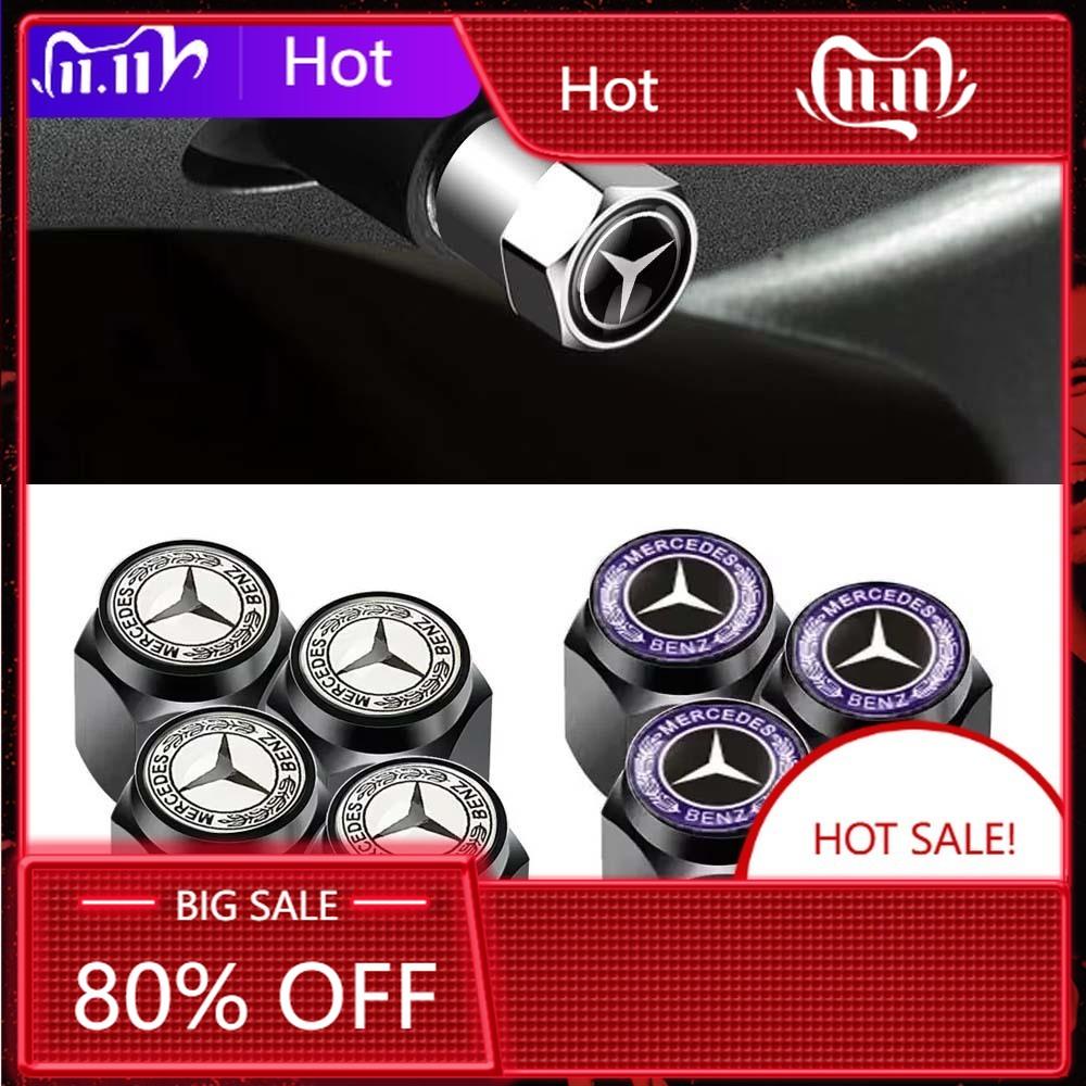 C200 E200 New 2025 For Mercedes Benz 4pcs Alloy Car Wheel Stem Air Valve Cap Tire Dust Cover Accessory For Mercedes Benz W222 W2