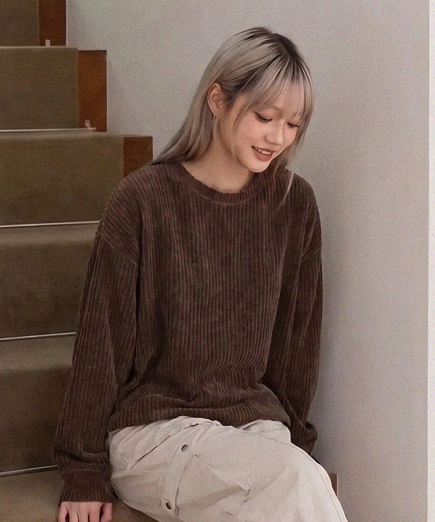 LXT Soft Velour Corduroy Sweatshirt [Brown]