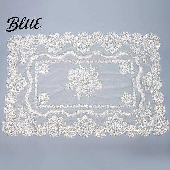 French Style Kitchen Table Accessories Retro Lace Placemat White Floral Doilies Embroidered Mat Cream Decorative Placemat Sheer Mesh Doily for Tea