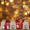 12pcs Festive Burlap Christmas Drawstring Bags with Santa Snowman & Tree Designs for Gift Wrapping Party Favors Decoration Tools