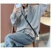 Autumn and winter new loose fashion solid color hooded sweater wearing soft waxy knitted cardigan zipper jacket