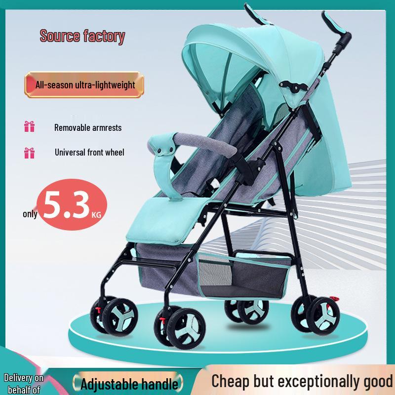 Multifunctional Lightweight Foldable Baby Stroller with High Landscape Design
