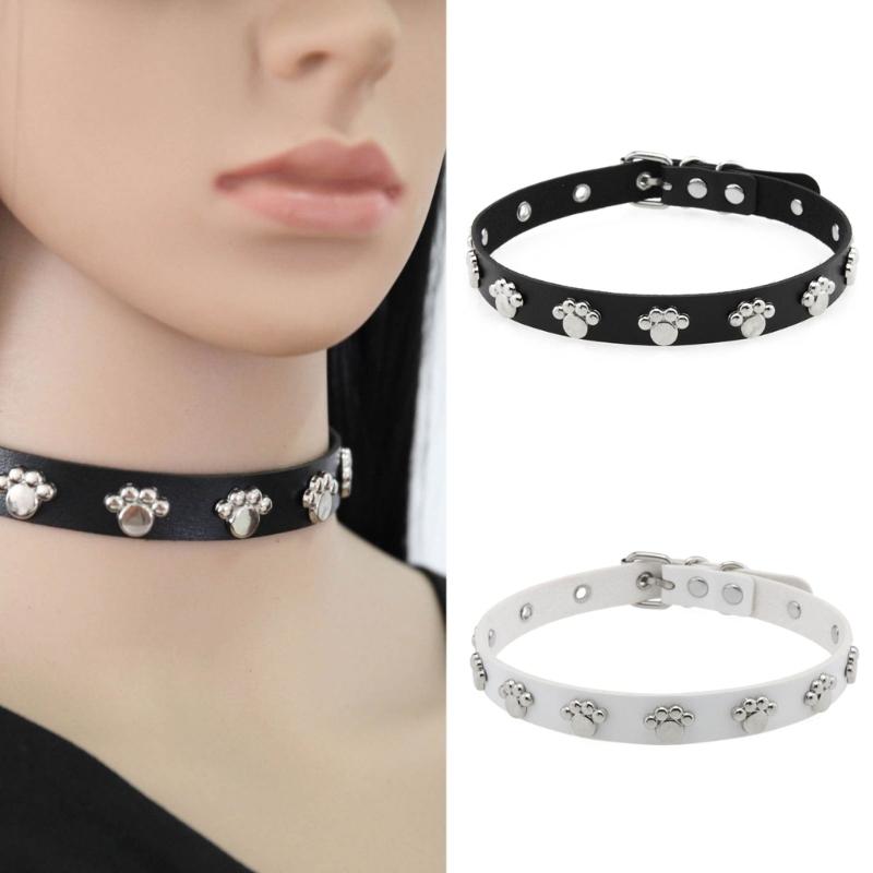 Stylish PU Leather Paws Design Choker Necklace With Metal Hardware For Everyday Wear Party Outfits Costume Accessories