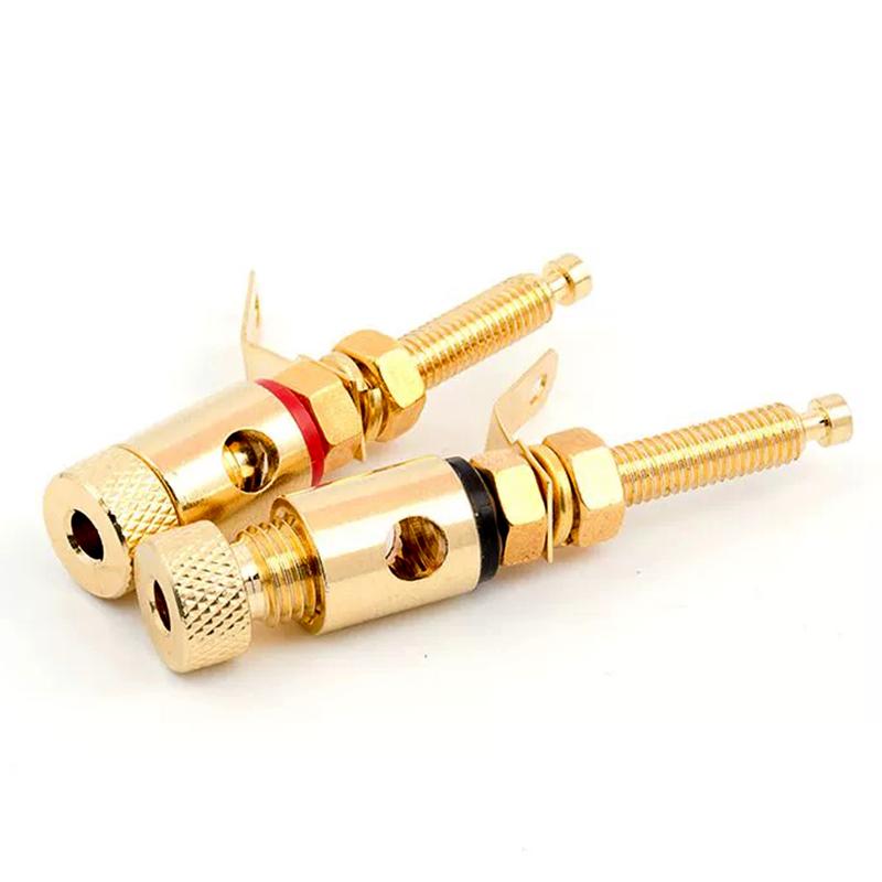 4Pcs Gold Plated Amplifier Speaker DIY Lengthen Terminal Binding Post Banana Plug Socket Connector Suitable for 4mm Banana Plugs