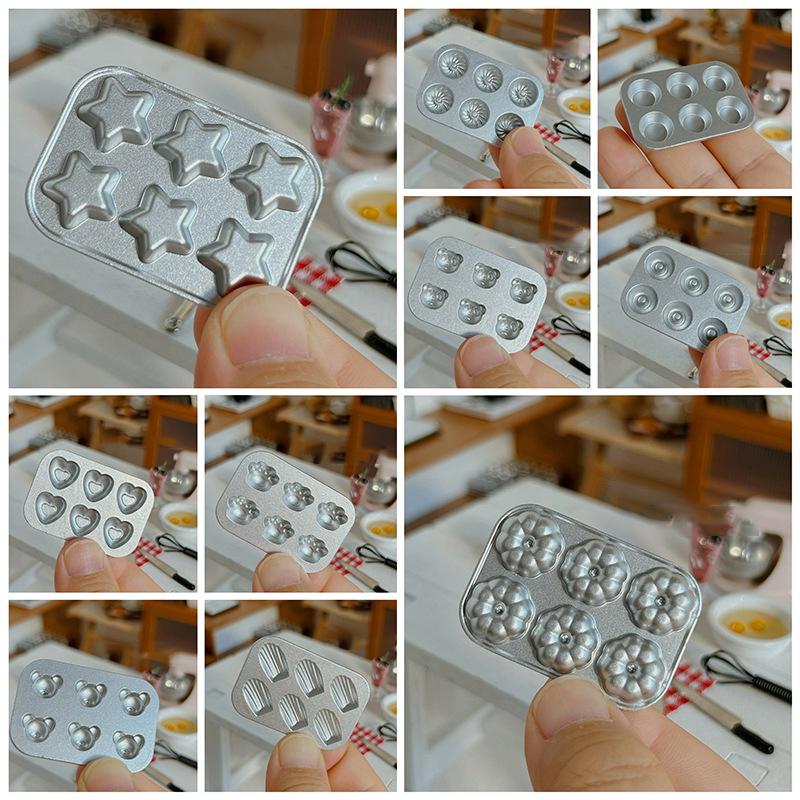 1:6/1:12 Scale Miniature Dollhouse Mini Pastry Biscuit Cookie Cake Bread Silver Mold Diy Food Play Silicone Mold Accessories