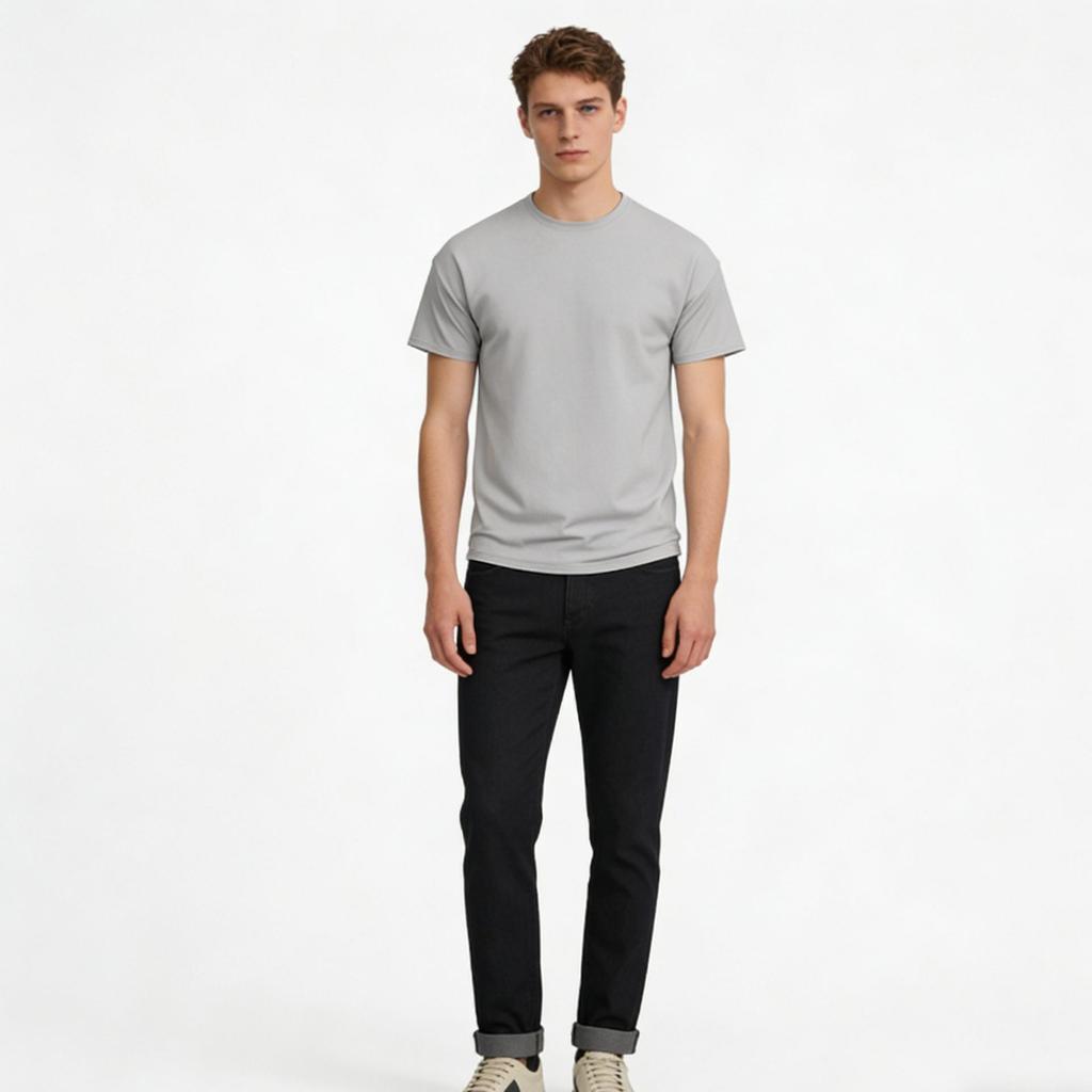 Men's Summer Basic Solid Color Short Sleeve! Heavyweight Cotton Loose Crewneck T-Shirt, Multi-Color Versatile Base Layer Casual Top