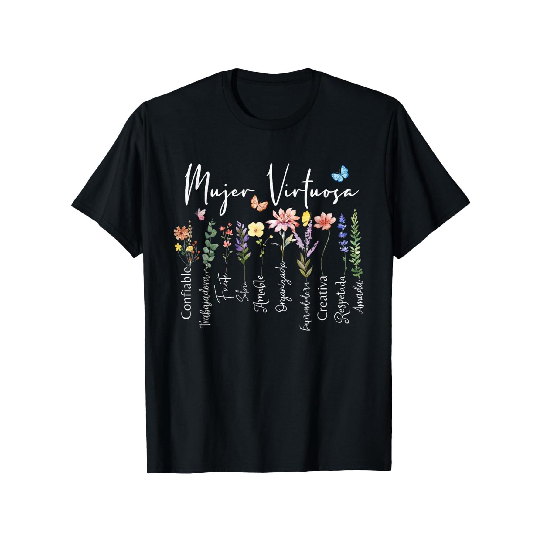 

Mujer Virtuosa Floral Graphic Tee Virtuous Woman Attributes Spanish Casual Soft Short Sleeve TShirt - Men s Summer Cotton Gra... 5XL різнокольоровий