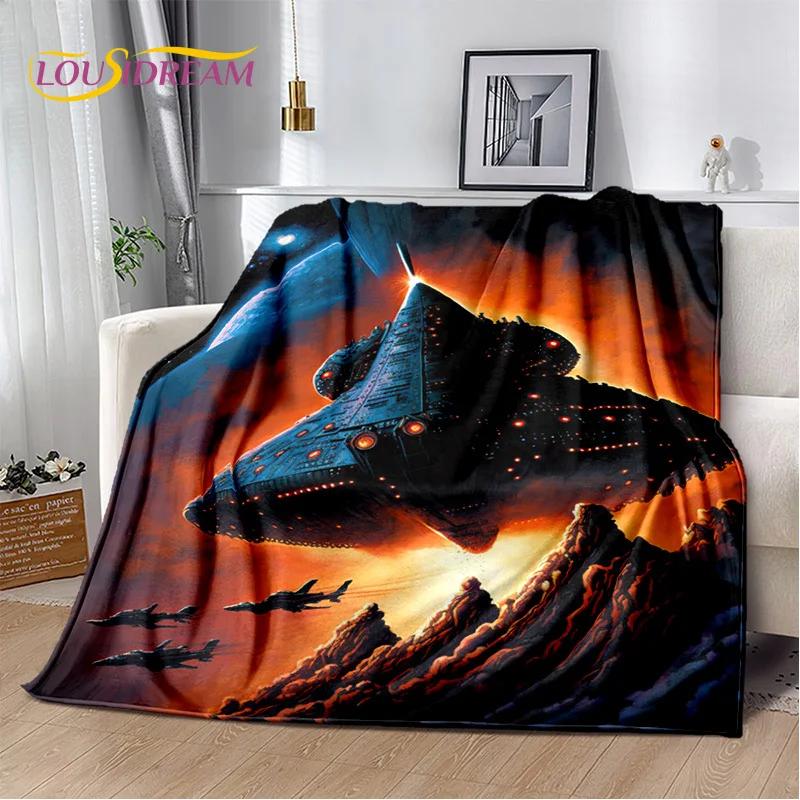 Spaceship  Spacecraft Universe UFO Blanket,Flannel Soft Throw Blanket for Home Bedroom Bed Sofa Picnic Office Hiking Kids Cover