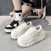 Leather women's casual shoes 2025 spring new thick-soled inner height increase white shoes thick baseplate shoes sports shoes