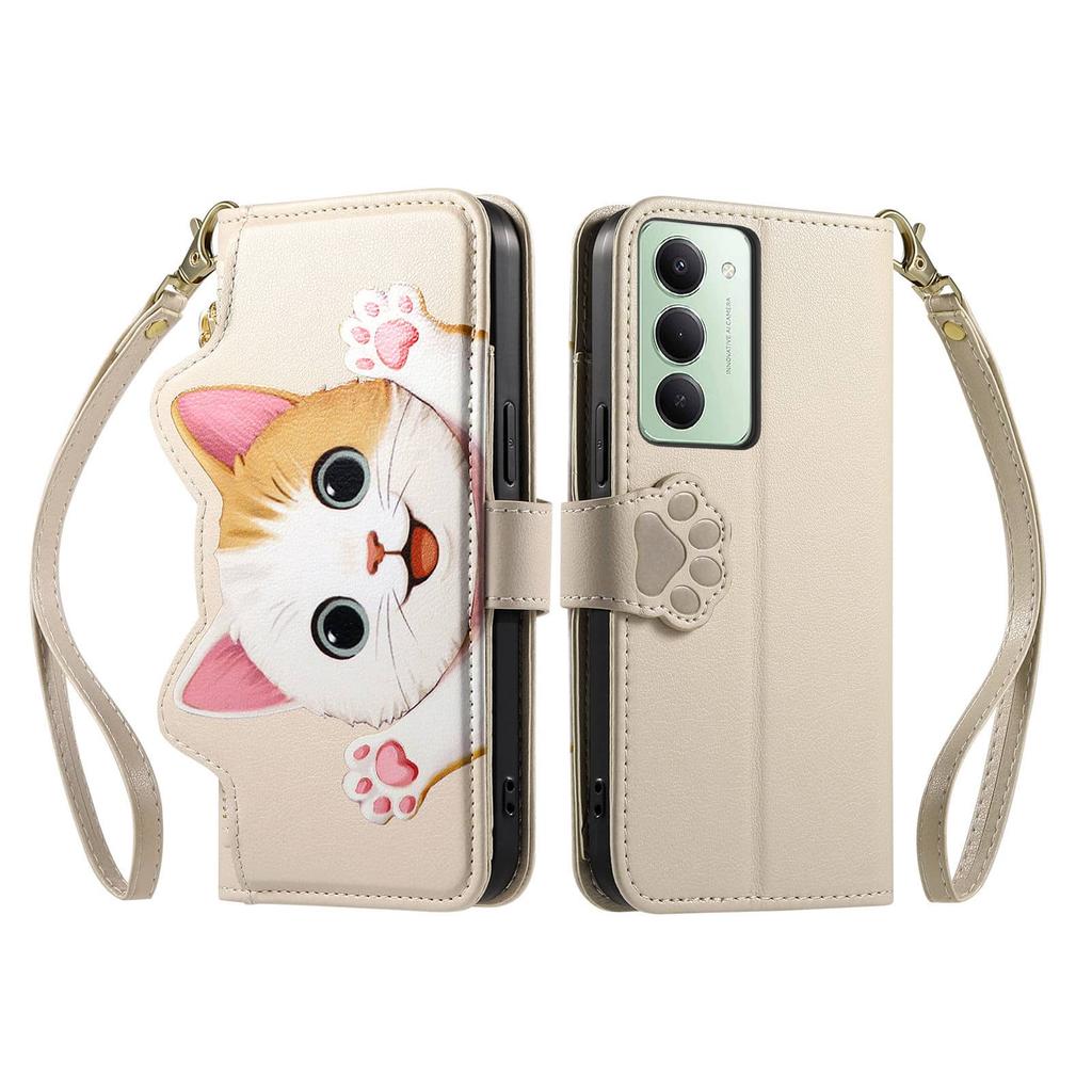 Cute Zipper Crossbody Case for Xiaomi Redmi K70 K60 Pro 15A 11A 10 Prime Note 13 12 11 10T with Card Slots Wrist Strap Lanyard
