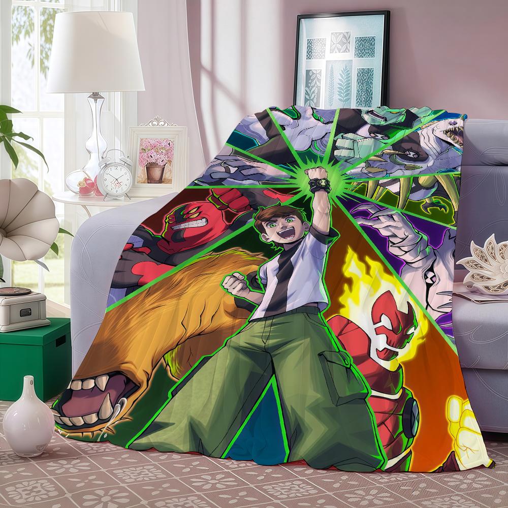 Adventure Cartoon B Ben 10 Blanket For Sofa Office Bed Plane Travel Sleep Read Relax Camping Soft And Warm