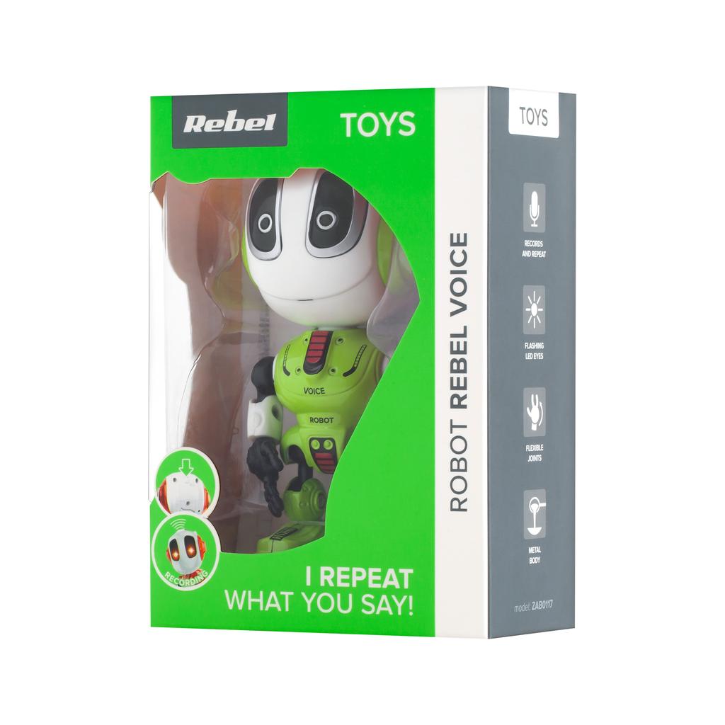 Robot VOICE BLUE speaks repeats lights Rebel