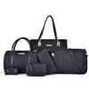 New Mother and Child Women's Bags Solid Color PU Six-piece Set Woven Large-capacity Simple Portable Shoulder Bag Crossbody Fashion