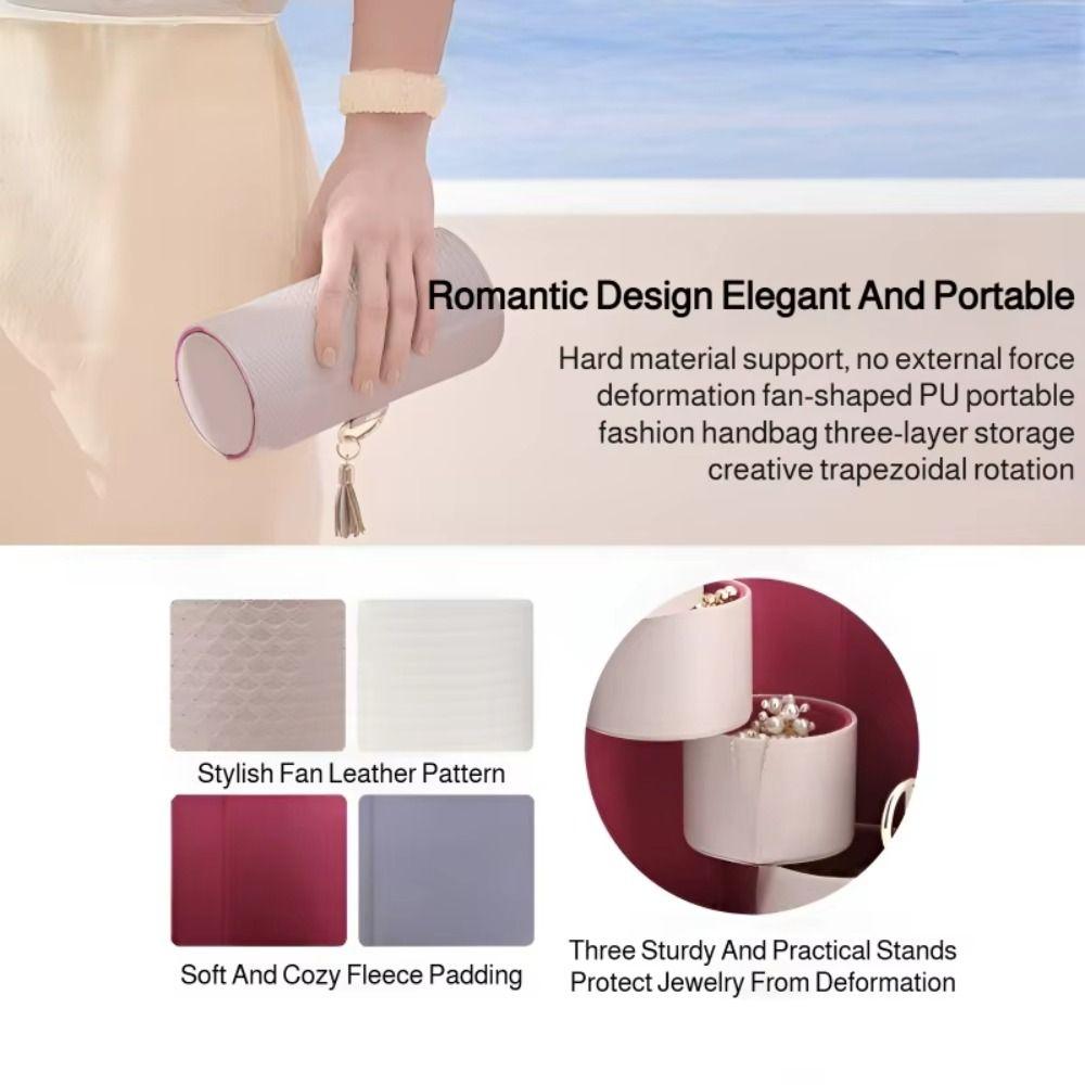 PU Material 3-Tier Cylindrical Jewelry Organizer Travel Jewelry Storage  Travel Accessory