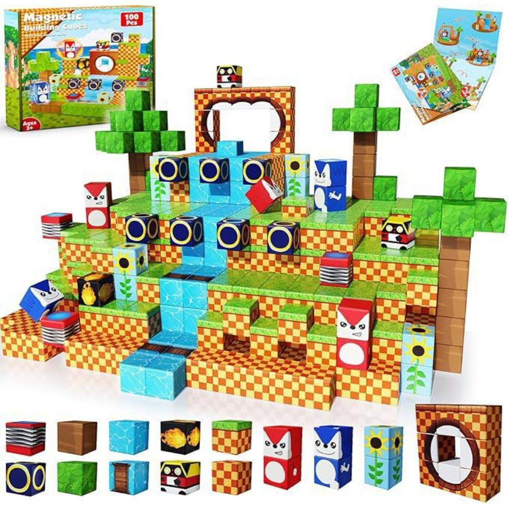 Magnetic Block Building Block Puzzle Three-dimensional Build Fire-breathing Dragon