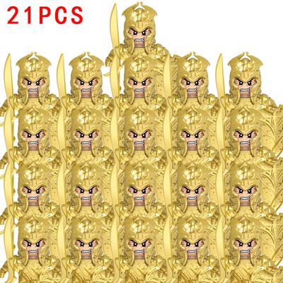 21 szt. Figurki MOC Armia Opancerzona Gwardia Łucznik Wojownik Żołnierze Klocki Budowlane Rycerze Tarcza Broń Klocki Zabawki