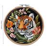 1pc Tiger and Flower Landscape Embroidery DIY Fabric Craft Kit with Tools
