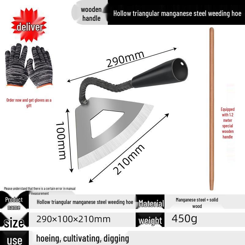 Manganese Steel Hoe: Traditional Agricultural Tool for Planting, Weeding, and Shoveling.
