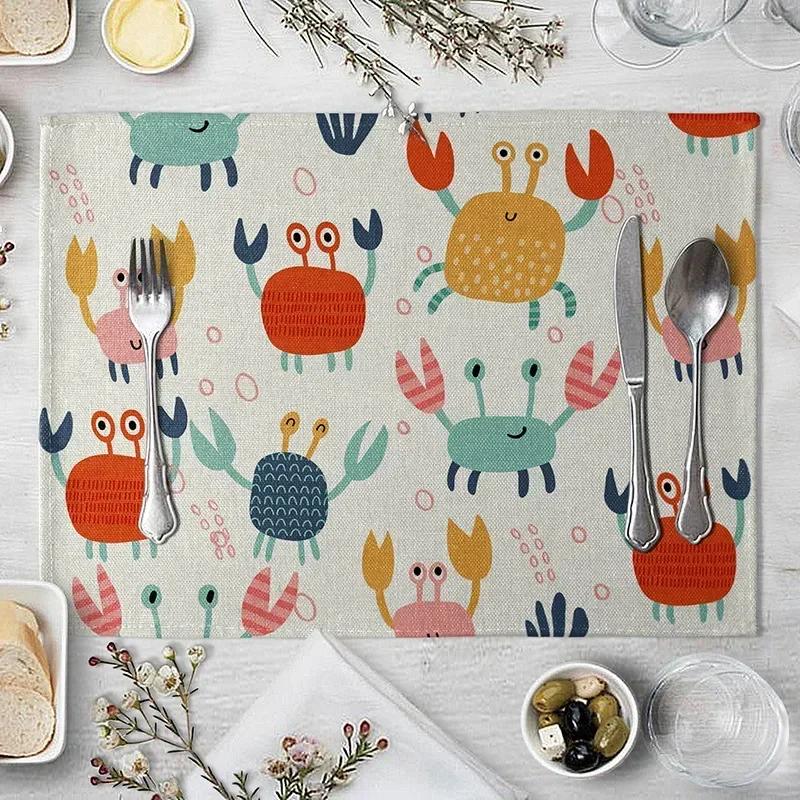 1PC Tiger Lion Place Mat Cartoon Animal Pattern Table  Creative   For Wedding Kitchen Decor Marine Life Placemat