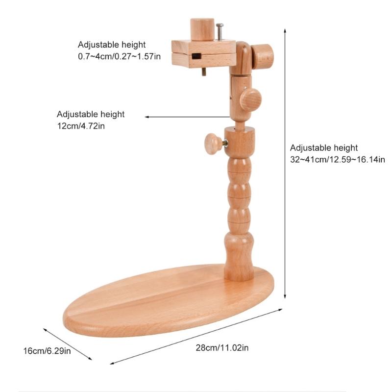 Adjustable Rotated Wood Embroidery Hoop Stand Desktop Stitching Frame Stand Stitching Frame Holder for Needlework Craft