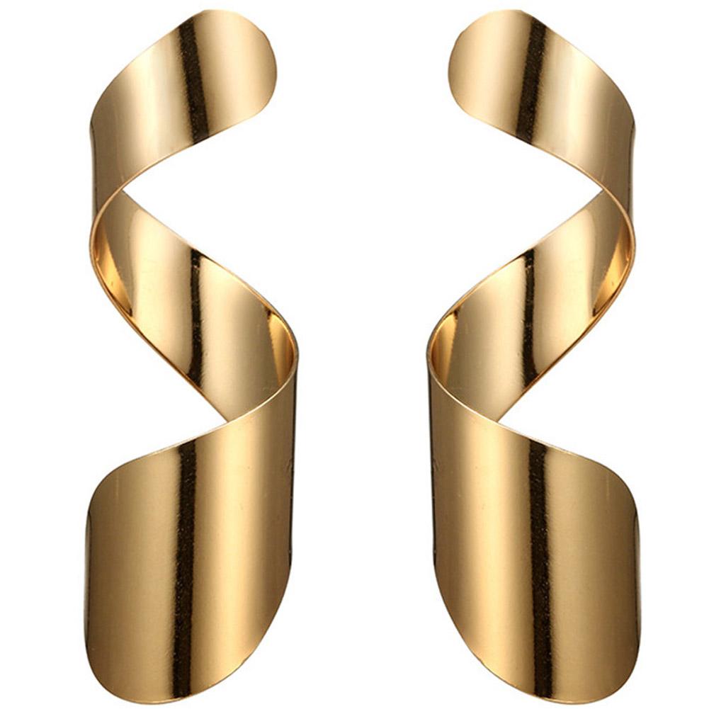 Изысканные женские серьги-гвоздики в форме спирали и волны Gold