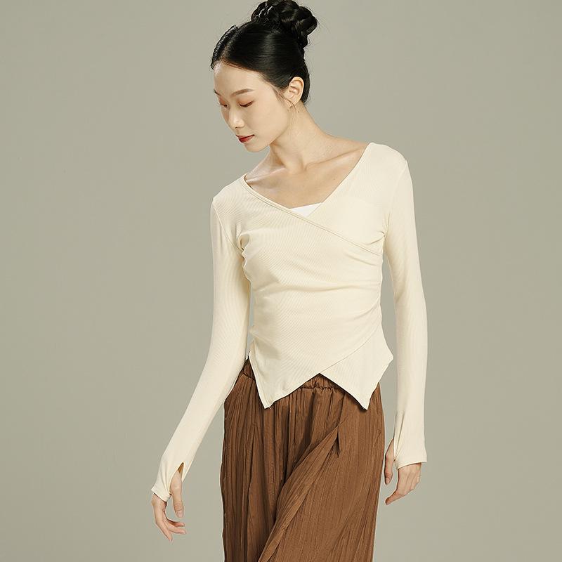 Dámský zeštíhlující top na tanec a jógu - Moderní, klasické a čínské taneční cvičební oblečení