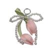 Tulips Pearls Beaded Braided Keychain Bowknot Charm For Handbag Purse Backpack Jewelry Accessories Fashion Decoration