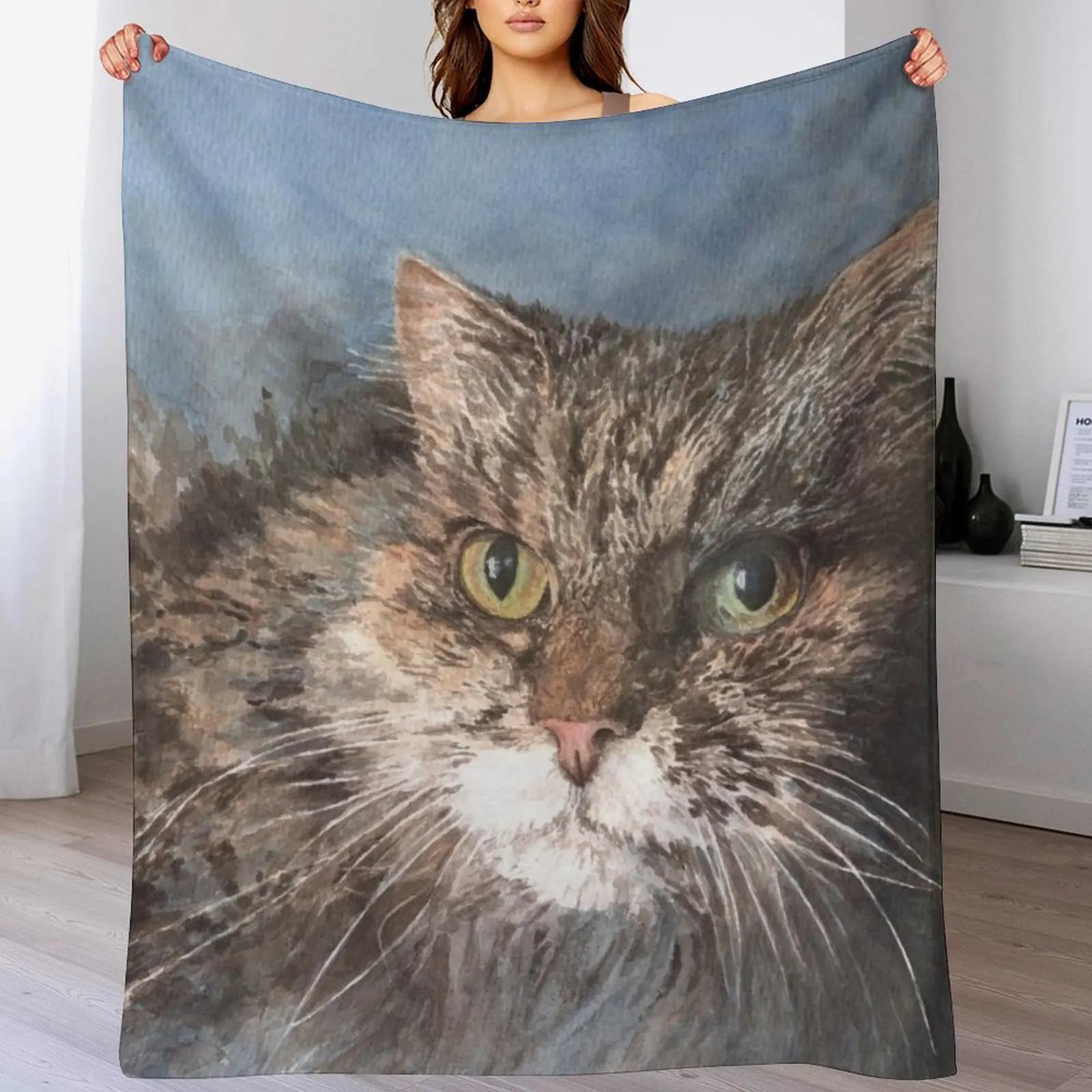 New Molly the Tabby Cat Throw Blanket Men s Soft Warm Throw Blanket for Couch Size: 75*100cm, Weight: 230 GSM