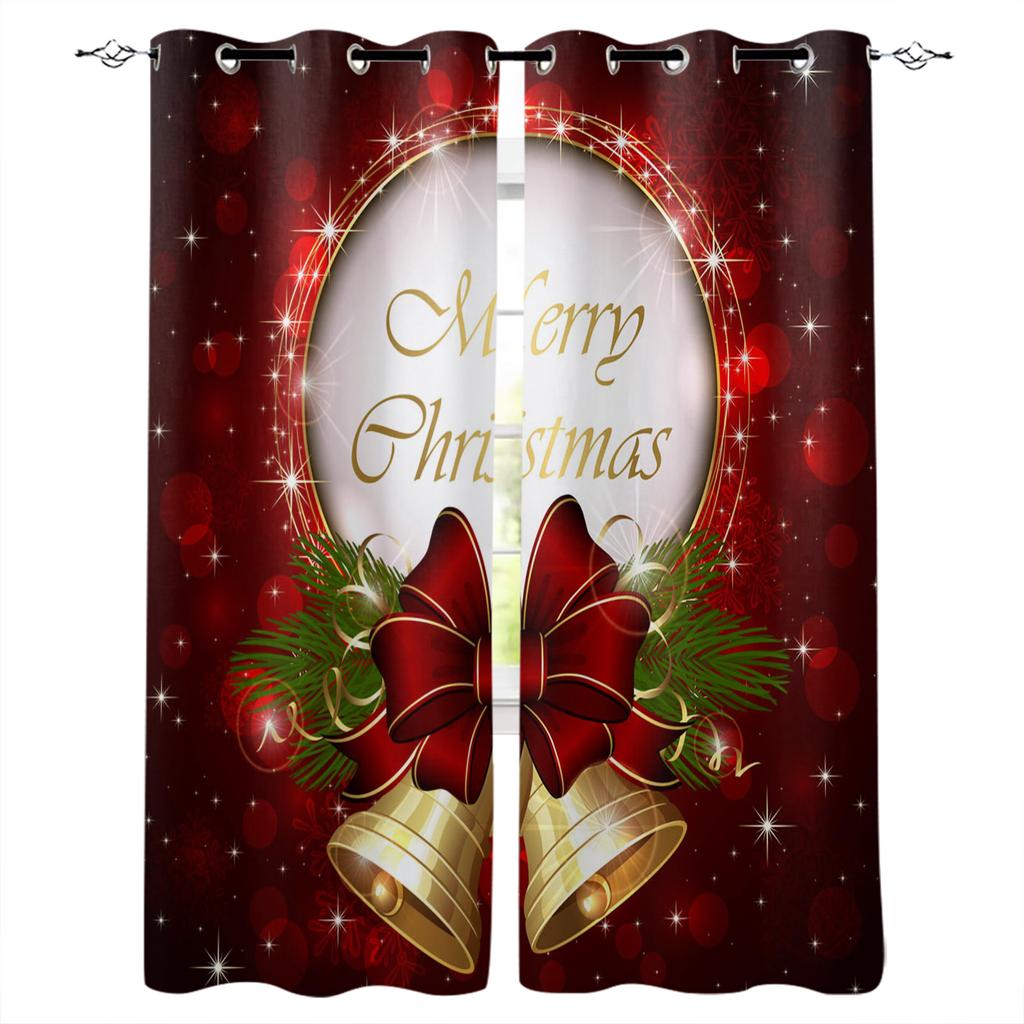 3D Christmas Tree Curtains 2-Panel Luxury Sunshade for Living Room Bedroom Home Decor Merry Christmas